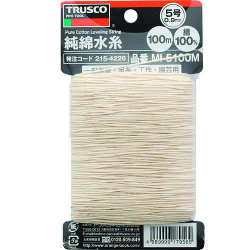 【TRUSCO】ＴＲＵＳＣＯ　純綿水糸　線径０．９ｍｍ　１００ｍ巻